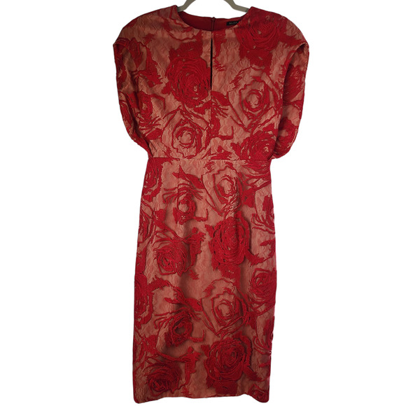 Black Halo Dresses & Skirts - Black Halo Mesh Floral Embroidered Midi Length Dress Size 2